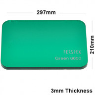 3mm Dark Green Tinted Acrylic Sheet 297 x 210